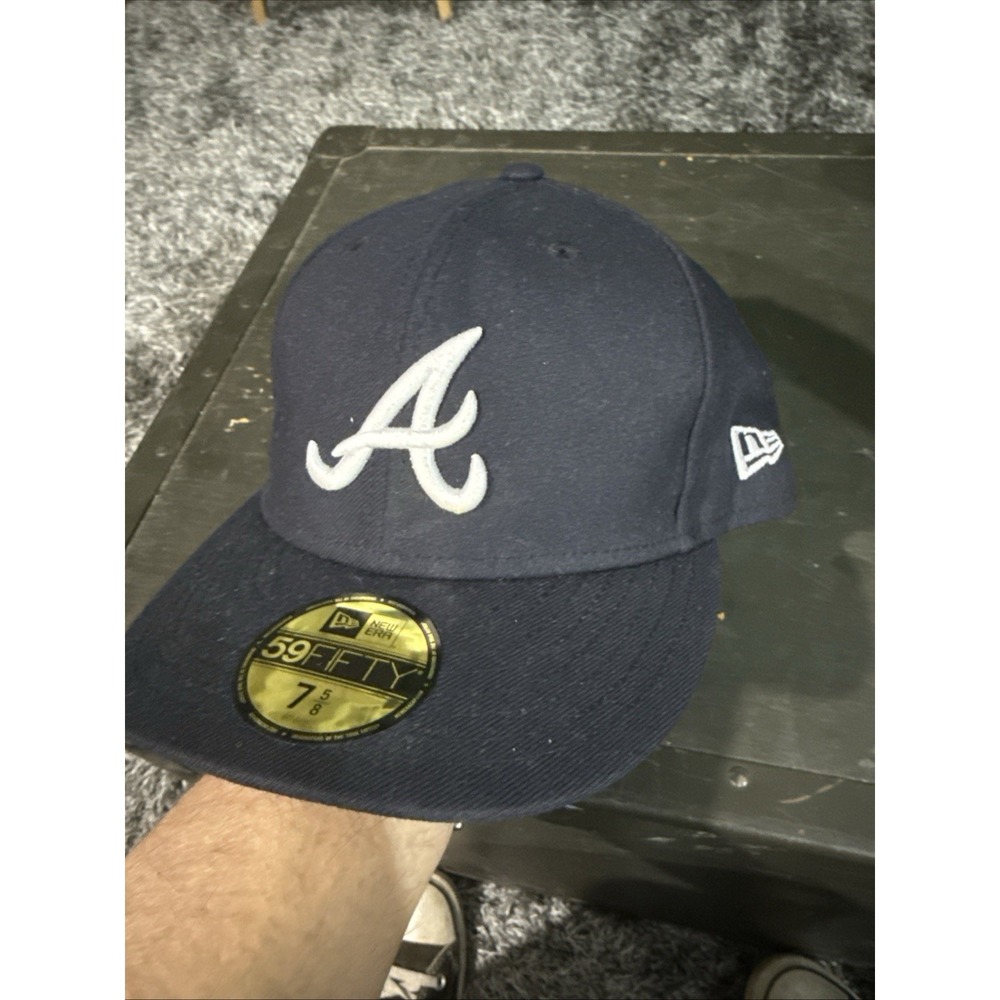 Atlanta Braves Official On Field Hat New Era Cap 7 5/8 Blue 59Fifty MLB